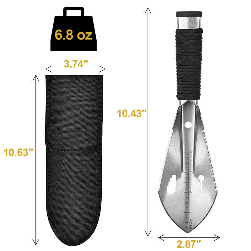 Yeacool Backpacking Shovel, Camping Hand Trowel, Lightweight Hiking Shovel, Small Potty Multitool with Carrying Pouch for Digging, Metal Detecting, Gardening, Survival and Outdoor