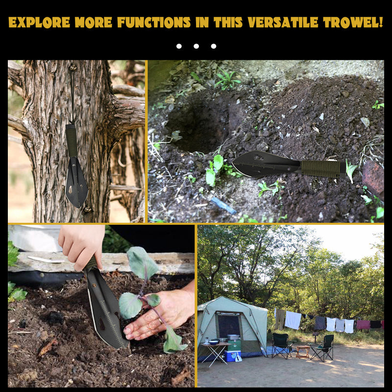 Yeacool Backpacking Shovel, Camping Hand Trowel, Lightweight Hiking Shovel, Small Potty Multitool with Carrying Pouch for Digging, Metal Detecting, Gardening, Survival and Outdoor