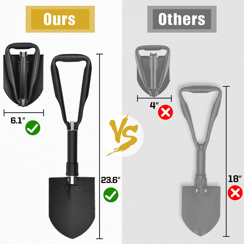 Yeacool Camping Shovel w/Pick 23 inch, Folding Entrenching Tool, Heavy Duty Carbon Steel, Survival Portable Shovel, with Carry Case for Digging, Off-Roading, Gardening and Car Eemergency