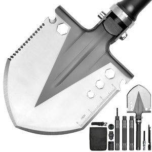 Yeacool Folding Shovel, Survival Shovels(40inch), Ultimate Survival Tool, Tactical Military Spade, Compact Entrenching Tool for Camping, Off Roading, Metal Detecting, Backpacking and Emergency